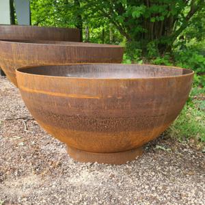 Corten Steel Deep Curved Water Bowl